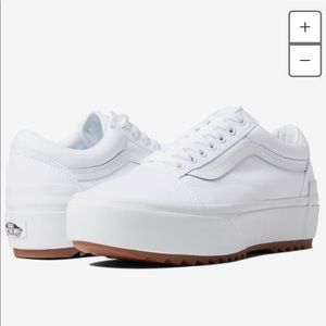 White Leather Old schoolStackform Vans